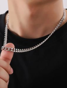 Kalung rantai Titanium pria hadiah perhiasan baja tahan karat untuk kekasih. Aksesoris Elegan