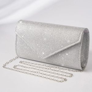 Glitter Women Envelope Evening Bag Fashion Ladies Long Purse Female Wedding Party Clutches With Chain Shoulder Handbag For Phone