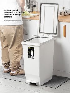 ASVEL | Pedal Trash Can With Lid Home Kitchen Bathroom