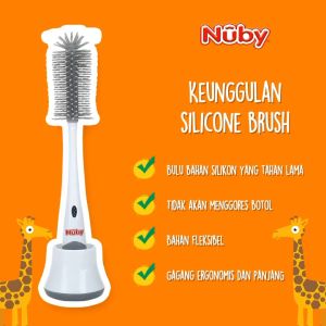Nuby Bottle Nipple Silicone Brush with Stand Sikat Botol Dot Silikon BPA Free