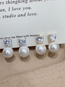 Elegant Pearl Zircon Heart Shaped Clip on Earrings Fashionable Triangle Ear Cuffs No Piercing Required Jewelry for Women