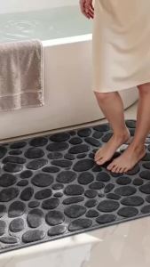 1 Set of Solid Color Simple Bathroom Water-absorbing and Non-slip Floor Mat Stone Pattern Comfortable and Soft Three-piece Set