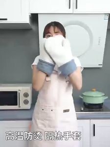 【1 pair】Silicone Glove Heat-insulating Oven Mitts Non-slip Anti-scalding Microwave Oven Kitchen Baking High Heat Resistant
