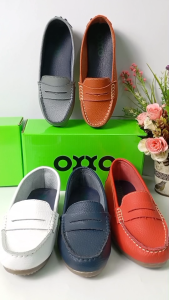 รองเท้า OXXO สุขภาพหนังแท้ พื้นสูง 1นิ้ว รองเท้าคัทชู พี้นแบน หนังนิ่มมาก พี้นยางสั่งทำพิเศษ X06026