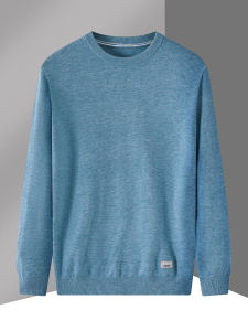 Mens round Neck Long Sleeve Knitted Sweater Elastic Casual Business Leisure Pure Color Thermal Locking Simple Design New 2024