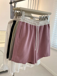 Korean Style High Waist Sporty Shorts Womens Loose Summer New Home Trendy Cotton Straight Leg Pants Asymmetrical Design