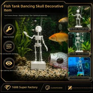 AM Dancing Skeleton Aquarium Bubbler 3D Printed PLA Fish Tank Decor Home Office MA