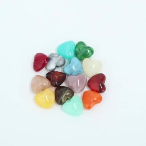 10pcs 18x19.5mm Imitation Jade Stone Heart Shape Acrylic Beads Dual Color Straight Hole Loose Bead For Jewelry Making DIY Access