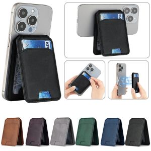 For Magsafe Magnetic PU Leather Wallet Stand Credit Card Holder for Iphone 17 16 15 14 13 12 Pro Max Card Holder Phone Bag Cover