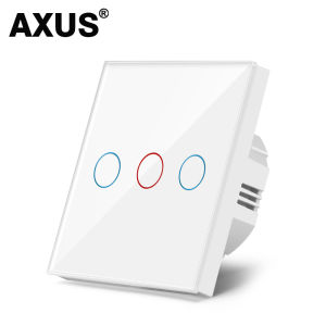 AXUS Wall Touch Switch 220V EU Standard Tempered Crystal Glass Panel Power 1/2/3 Gang 1 Way Light Sensor Switches Waterproof