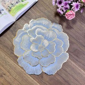 pvc Peony placemat Western placemat table mat Thermal insulation non-slip anti-hot creative decorative mat