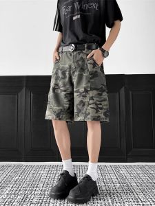 Casual Summer Thin Mens Shorts Street Style Loose Fit Fashionable Sporty Jeans High Waist Zipper Closure Straight Leg Pants
