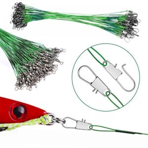 20pc Strong Tensile Force Anti Bite Fishing Line Steel Wire Leader with Rotating Snaps Fishing Leader Wire for Fishing Accessory