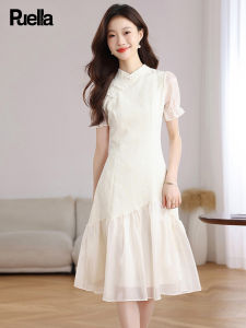 Puella | Retro Style Chiffon Dress with Design Sense and Slimming Effect