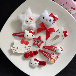 11-14 Pcs/set Hello Kitty Hair Card Kawaii Anime Cinnamoroll Kuromi Pochacco Sweet Adorable Hair Clip Accessory Set Girls Gifts