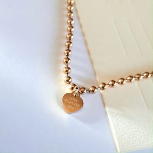 Ladies Bracelet Rose Gold Titanium Steel Smooth Beads Simple Pendant Fashion Women