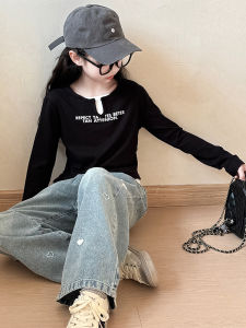 ZIRUIBABA | Black Girls Long Sleeve T-Shirt