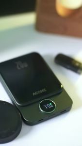 ACOME AP050 Powerbank Nirkabel Magnetik 5000mAH Magsafe Wireless 20W Power Bank Fast Charging Type-C Lightning Green - Garansi 1 Tahun