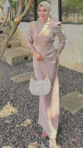 Ready Stock Elora Dress Satin Silk Premium: Baju Muslimah Lebaran & Gaun Pesta Kondangan Bridesmaids Terbaru