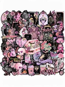 Bộ 50 Miếng Dán Trang Trí Hình Hoa Hồng Xương Gothic Cổ Điển Dùng Cho Tủ Lạnh Bàn Phím Tường Làm Đẹp Tự Làm Chống Thấm Nước Che Khuyết Điểm