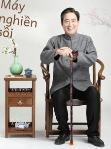 Anti-Slip Red Sandalwood Cane for Elderly People with Dragon Head Design Thickened Wood Handmade Carving Trekking Poles Sticks