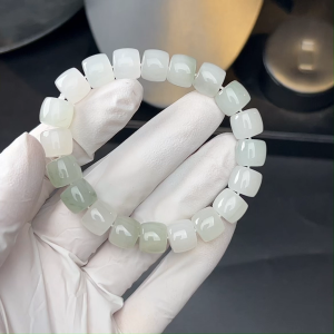 TIMESWIND Natural Authentic Tianshan Jade Cutting Beads for Women Light Green Bracelet Fashion Jewelry Gift With Certificate