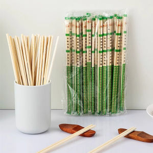 Homenhome Dinner Disposable Chopsticks 100/50 Pairs Bold Hygienic Fast Food Bamboo Round Chopsticks