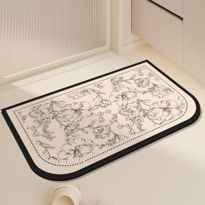 VIKAMA French floral oval bathroom carpet absorbent anti slip quick drying foot pad bathroom door mat