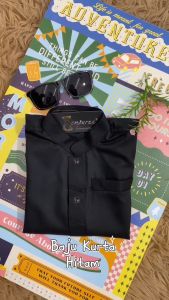 Kurta Sepasang Dewasa & Budak Brand Sempurna Warna Black Slim Fit Cotton Baju Raya / D011K