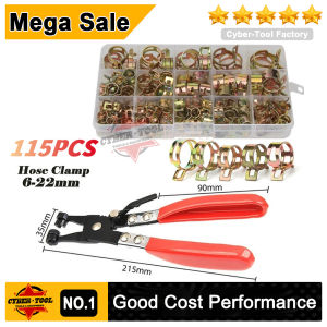 115PCS 15Sizes 6-22mm Zinc Plated Spring Hose Pipe Clamps Air Clip Clamp