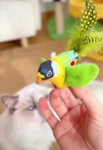 Interactive Cat Toy Electric Simulation Bird With Chirping Sound Flapping Wings Plush Chew Bite Toy For Kittens Cats Pet Supplie