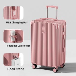 Durable Luggage Fashionable Trendy Womens Travel Suitcase Password Lock 24 Inch Universal Wheel ABS PC Material Carry-On Bag