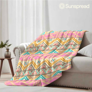 Beast Kingdom | Boho Geometric Border Soft Warm Flannel Blanket Lightweight Cozy Christmas Halloween Home Decor Room
