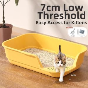 Besee | Anti-Splash Low Entry Semi-Enclosed Open Kitten Cat Litter Box