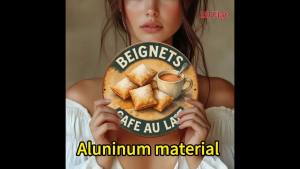 Aluminum Wall Sign "Beignets Cafe Lait" New Orleans Art Decor Vintage Style Metal Plaque for Home Bar Cafe Office