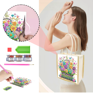 other | 1 Piece of Diamond Painting Shopping bag Flower Basket Pattern canvas Material Interchangeable Pattern Creative Holiday gift