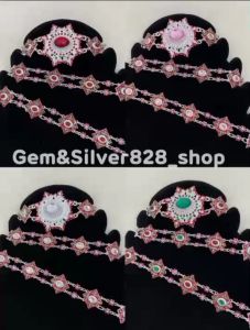 สังวาลย์พลอยสีลงยา สังวาลย์ลายไทย ล้านนา ตกแต่งชุดไทย ใส่ได้ทั้งเด็กและผู้ใหญ่ สินค้าพร้อมส่งจากประเทศไทย