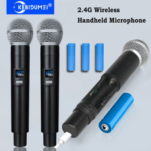 2.4G Wireless Microphone 2 Channels UHF Handheld Microphone Mic Rechargeable Microphone for Karaoke Live Wedding Party Meeting