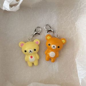 【♡Lovely girls house♡】Kawaii Rilakkuma Easy Bear Keyrings Lazybear Doll Keychains Phone Rope Bag Pendants Gift