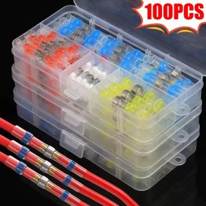 100PCS Car Waterproof Wire Connectors Solder Seal Heat Shrink Butt Splice Terminals Insulated Electrical Marine Auto Boat Solder Sleeve