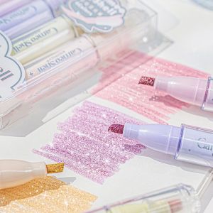 4pcs Metallic High Lighter Pen Fluorescent Glitter Markers Note Taking Shining Pen For Scrapbooking Drawing Art School Supplies