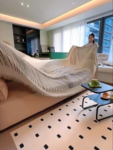 Sofa Blanket Sofa Towel Cover Couch Slipcover Striped Soft Washable Chenille Couch Cover 1-6seat Tassels Blankets For Home