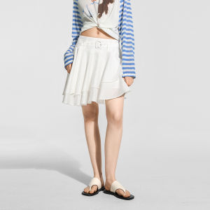BEIQIANI | Irregular Asymmetrical Tencel High-Waisted Short Skirt with Flounced Hem
