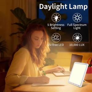 Đèn Mô Phỏng Ánh Sáng Ban Ngày 10000LUX Có Tính Năng Chống Nhấp Nháy - Đèn Trị Liệu Ánh Sáng SAD Với 3 Nhiệt Độ Màu Và 6 Chế Độ Hẹn Giờ Để Cải Thiện Tâm Trạng