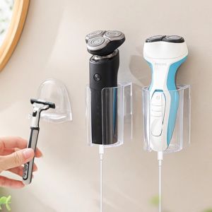 ที่ใส่มีดโกนแบบไม่เจาะสำหรับผู้ชายที่โกนหนวดขายึดเก็บตะขอติดผนังชั้นวางของในห้องน้ำอุปกรณ์เสริมในห้องน้ำ