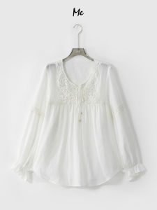 ME White Porcelain Doll Shirt Tencel Linen Blend Breathable Slimming Comfortable Fashionable Versatile Shirt Mess5116