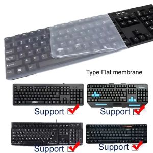 Universal Silicone Keyboard Cover Skin Clear Waterproof Dustproof Protector Flat Molded Key Design for Desktop PC Computer