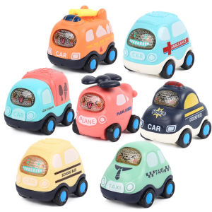 Bộ ô tô đồ chơi quán tính có nhạc có đèn mô tả xe cứu hỏa cứu thương cảnh sát taxi hấp dẫn cho bé nhựa ABS an toàn