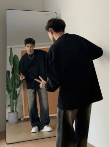 Áo Thun Cotton Dài Tay Cổ Tròn Dáng Rộng Cỡ Lớn Cho Nam Áo Thun Thường Ngày Mùa Thu Thoải Mái Thoáng Khí Chống Mài Mòn