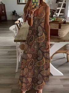 Printed Design Paisley Pattern Print Design Dress Four Seasons elegant style casual style sling dress